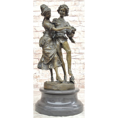 Sibinka Gaudez Dancing Couple Lovers Romantic Bronze Statue Sculpture 18.5" x 8"
