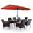 6 - Person Wicker Patio Dining Set with Rectangular Table , Cushions Included