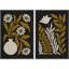 «Abstract Black Botanical Floral Botanical», impression sur toile encadrée 2 pièces-98464634-98464637