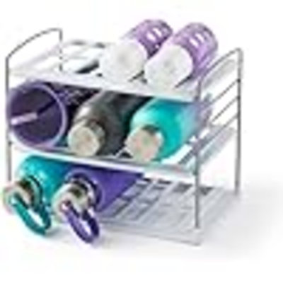 Upspace Water Bottle And Travel Mug Cabinet Organizer, Adjustable Storage Rack For Kitchen Organization, 3-Shelf