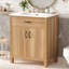 Meuble-lavabo de 30 po en bois avec cadre en bois massif, 2 portes à fermeture douce, 1 tiroir rabattable, tablette réglable, armoire de rangement moderne