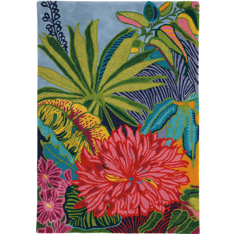 Captiva Handmade Tufted Wool Green/Red/Blue Area Rug, Rectangle 4'6" x 6'6"