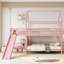 Lit double superposé en forme de maison double avec glissade, lit de jeu avec escalier de rangement, deux méthodes de placement, conception silencieuse-216335249-216335248
