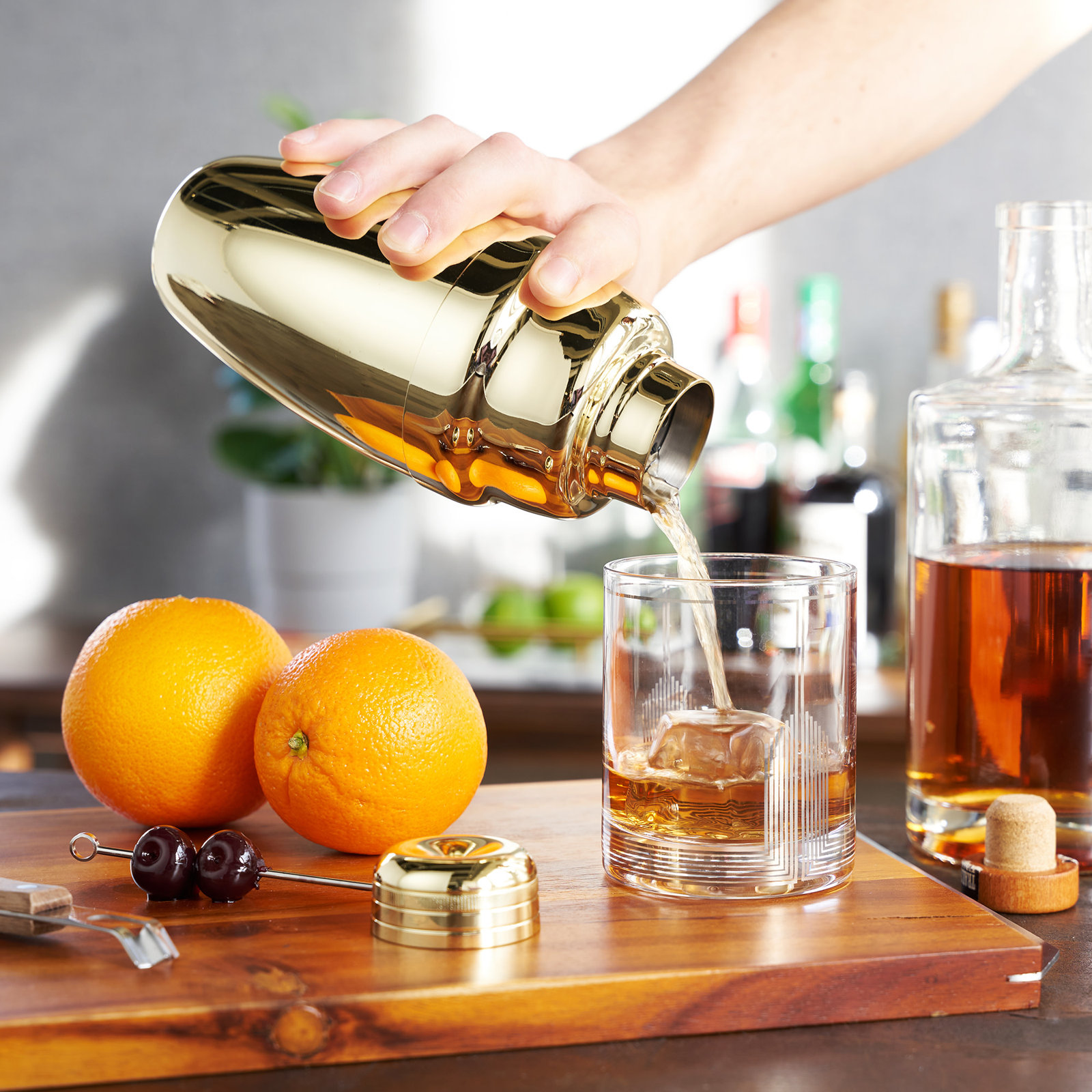 Belmont Stainless Steel Cocktail Shaker, Gold Plated