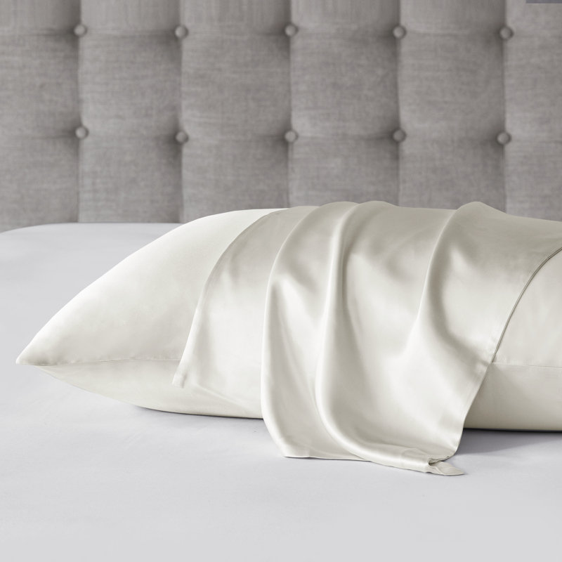 Silk 100% Mulberry Silk Pillowcase Single Piece, Ivory, Queen