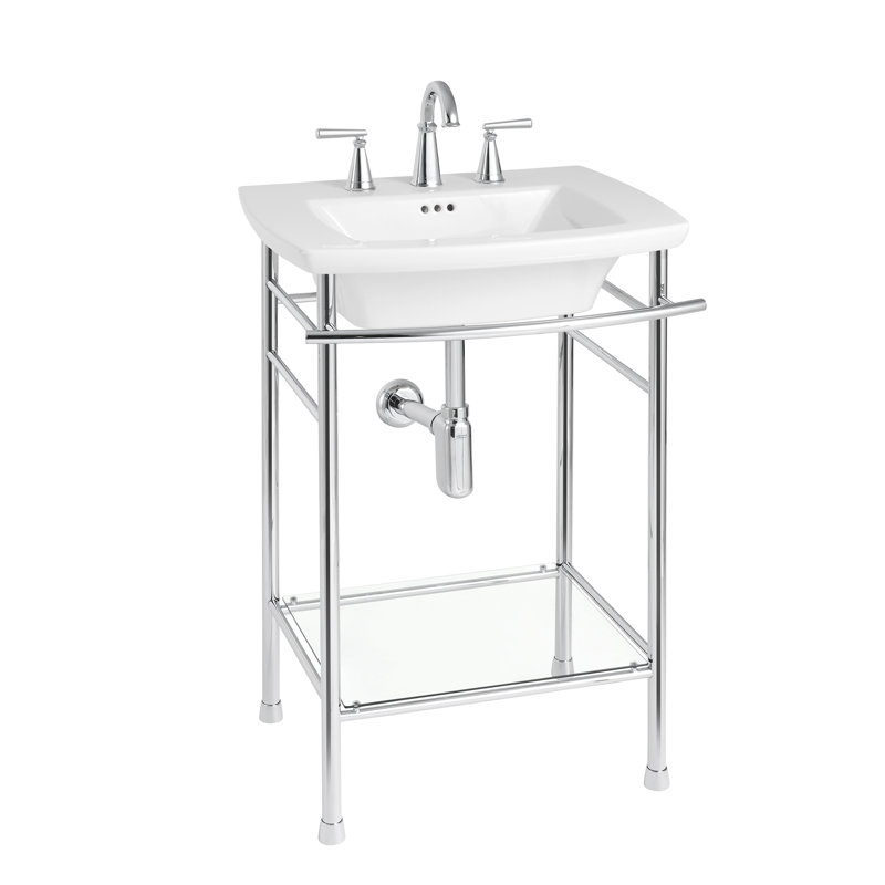 Edgemere 25'' White Ceramic Rectangular Pedestal Bathroom Sink
