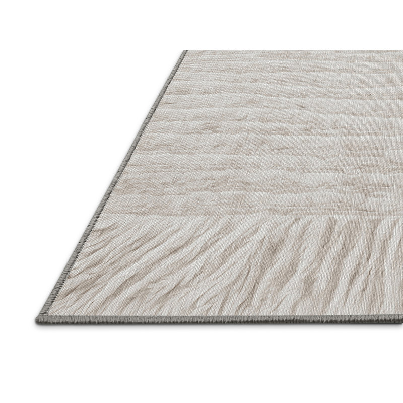 Machine Washable Gray Area Rug, Round 3'