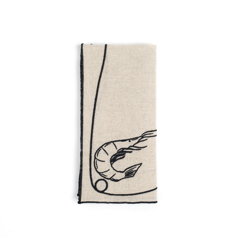 Line Drawing Embroidered Linen Napkins