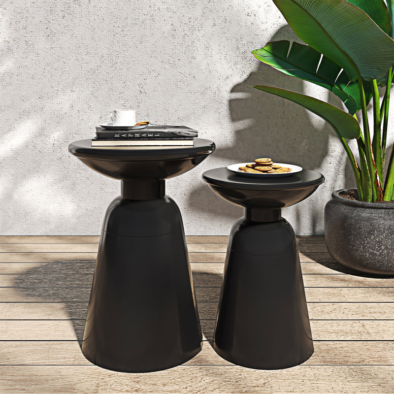 Ensemble de tables d'appoint d'extérieur, Noir