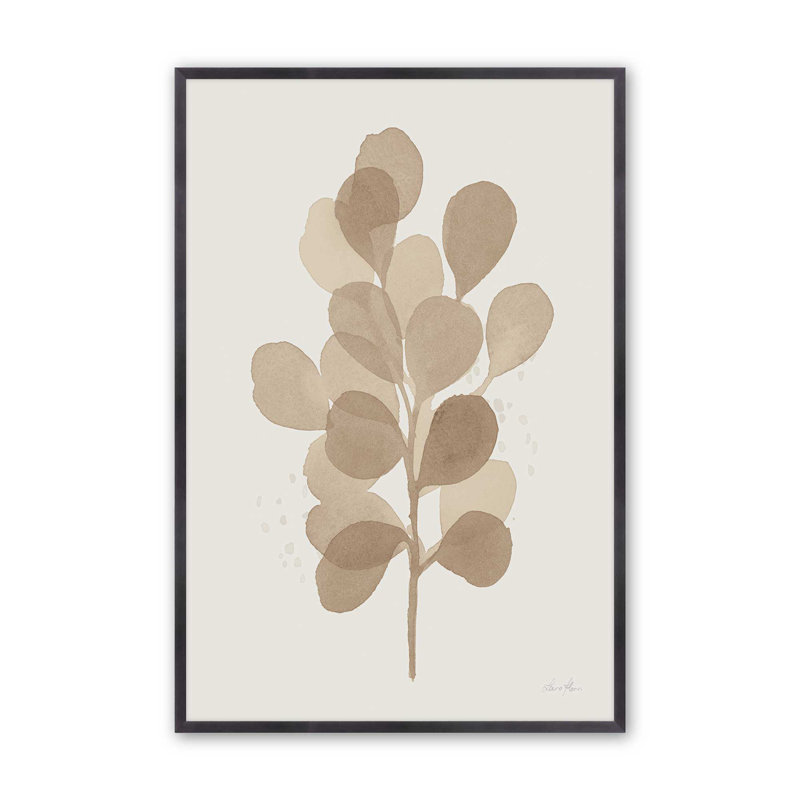 «Tan Leaf Impressions I Print», Cadre de coin ouvert en zinc patiné, H 15,25 po x l 12,25 po