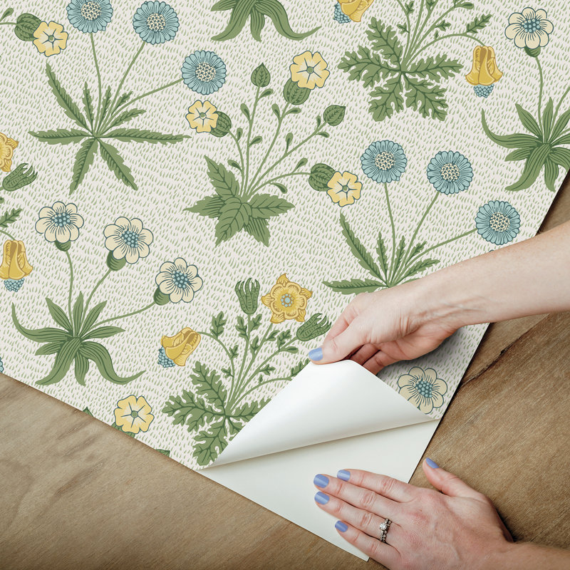 Papier peint auto-adhésif marguerite safran et thym, Blanc