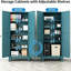 Grande armoire de rangement en métal 71 po avec 2 portes, 4 tablettes réglables et un espace de rangement indépendant (bleu)-132973155-132973160