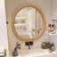 Miroir mural rond en bois naturel, 23,62 po