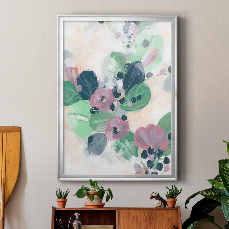 «Tropical Branch Fresco I», reproduction d'art encadrée, Argent, H 24,5 po x l 18,5 po x P 1 po