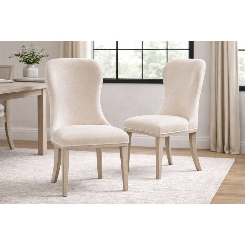 Iralyn 19.5"H French Country Upholstered Side Chair– Ivory Seat, Rustic Gray Frame