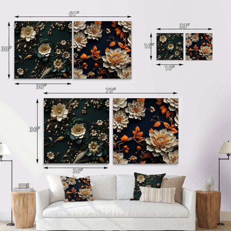 Laureins - Ensemble de 2 art mural en verre acrylique, H 36 po x l 73 po