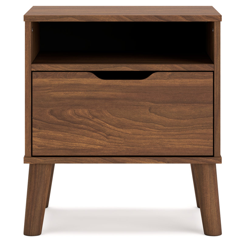 Auburn Brown 1-Drawer Mid-Century Modern Nightstand