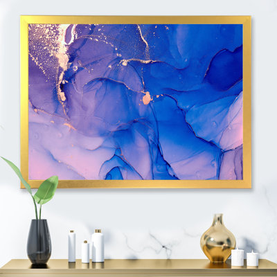 «Blue and Pink Marble Ink Clouds IV», peinture sur toile