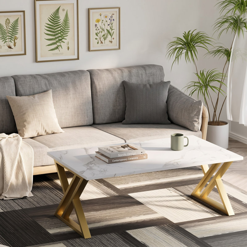 Top End Table, Gold/White