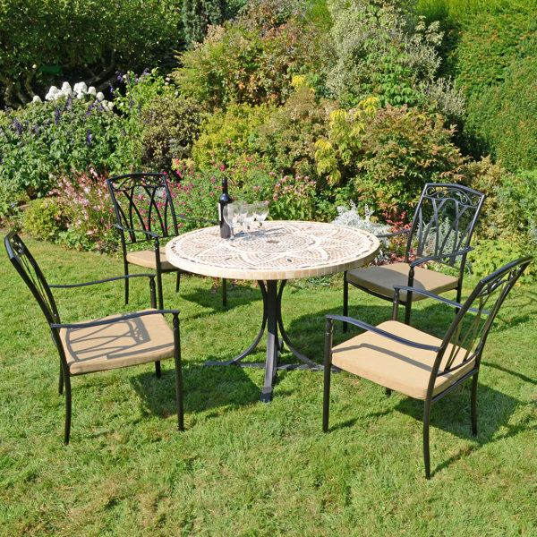 Rosalind Wheeler MONTPELLIER Mosaic Dining Table with 4 ASCOT Chairs ...