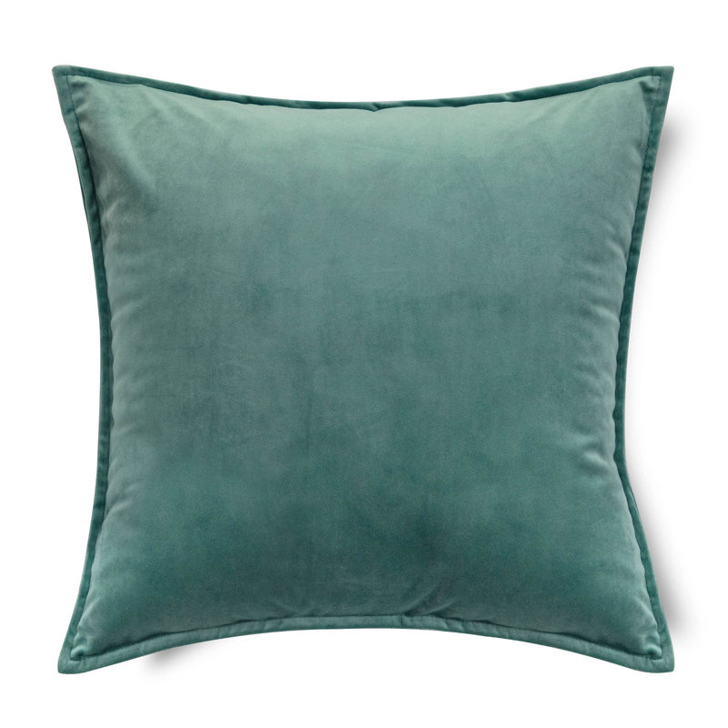 Housse de coussin carré en velours vert ivoire, 18 po x 18 po, Vert sauge
