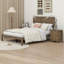 Ensemble de chambre à coucher 3 pièces, lit plateforme avec deux lumières de chevet, table de chevet 2 tiroirs-105501743-105501741