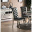 De 2 chaises de salle à manger de luxe, accents argent antique, coussins de dossier et de dossier en similicuir gris, 2 pièces, coussins en polyuréthane, style formel classique pour la chambre