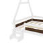 Lit plateforme double avec escalier, structure de lit simple en bois massif, profil bas et design amusant enfantin, blanc-932858711-932858706