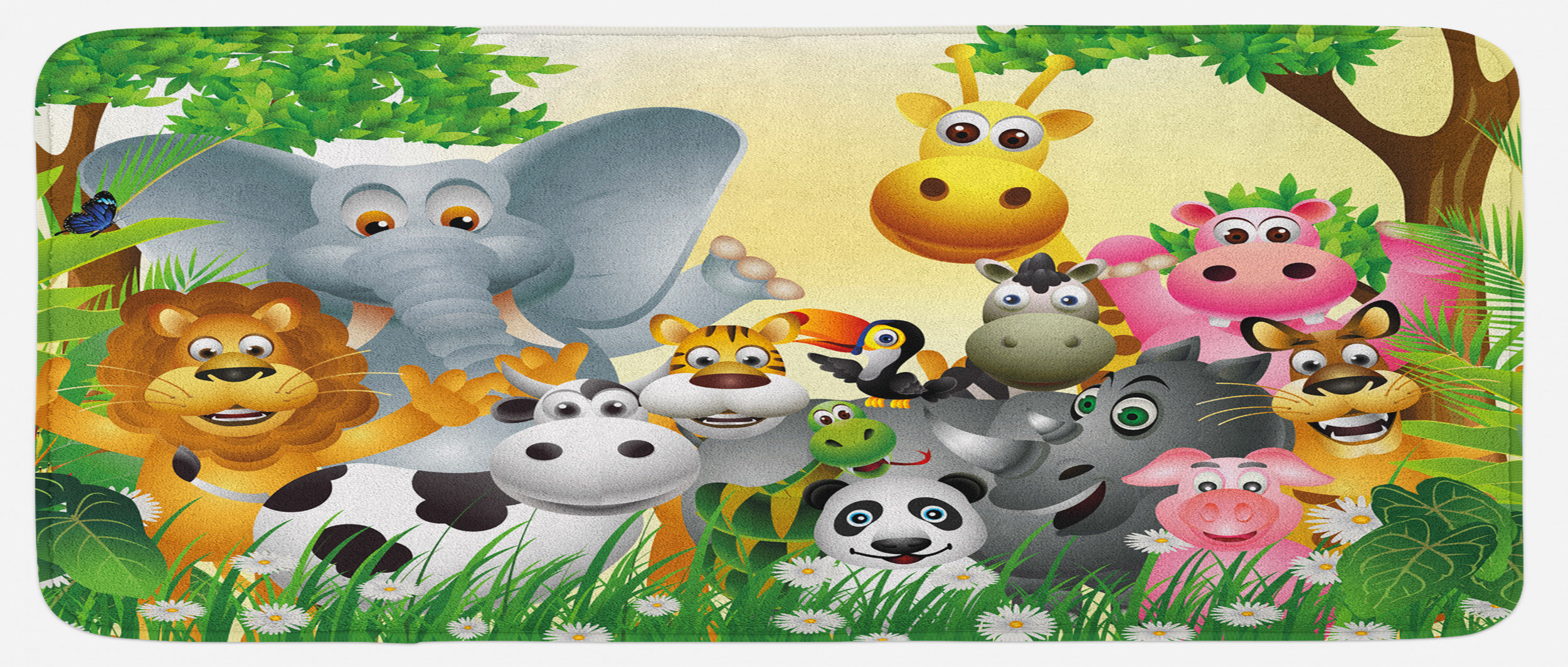 East Urban Home Animals In Jungle Elephant Giraffe Panda Bear Pig Lion