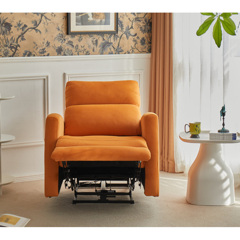 Alaine Upholstered Power Recliner, Orange