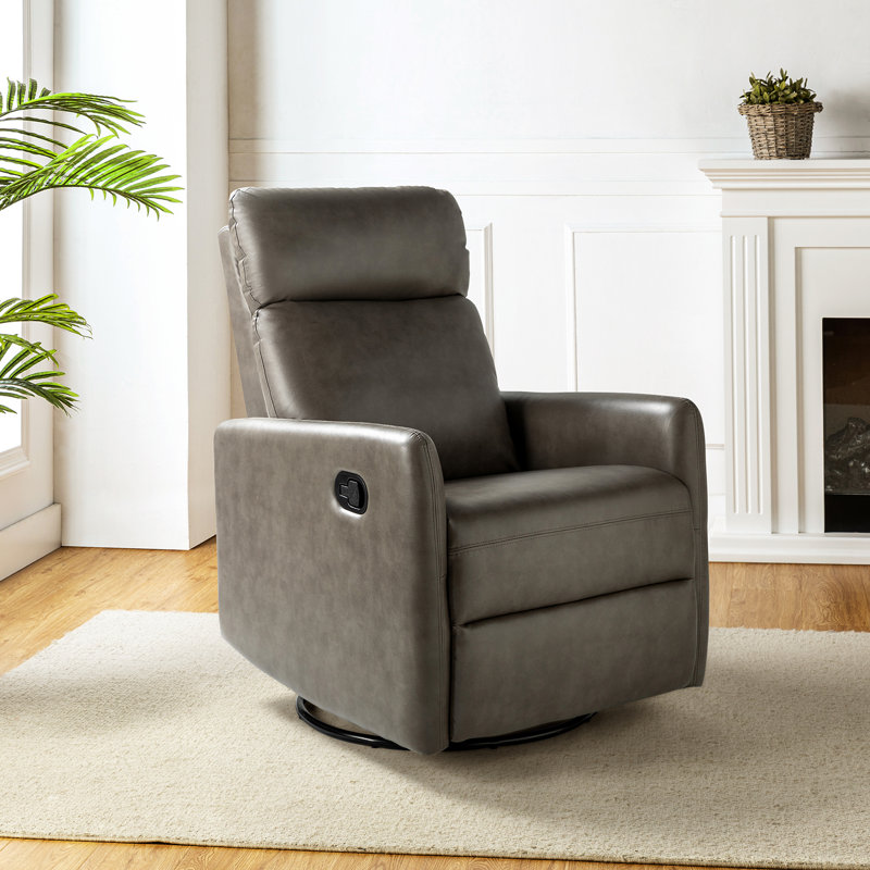 Fauteuil inclinable manuel pivotant en cuir végétalien de 26,4 po Phedra, Similicuir gris