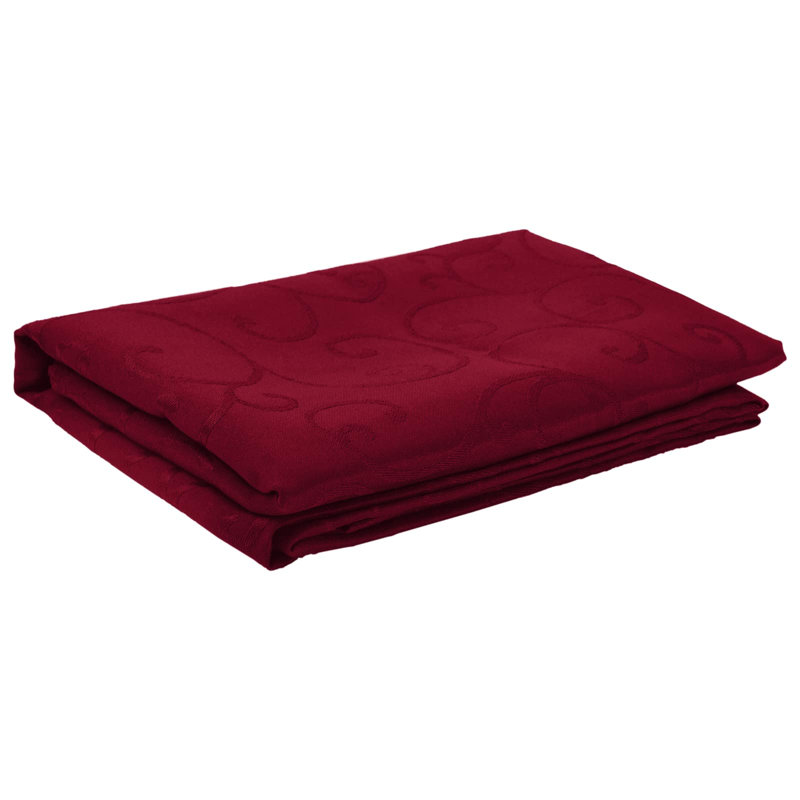  Table Cloth Dining Cover Kitchen Tablecloth Living Room Modern Jacquard, 220cm L, Wine Red