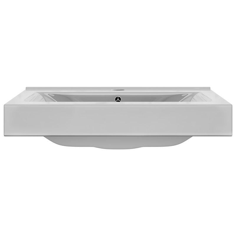 Metro Lane Zadie 600mm L x 460mm W Ceramic Rectangular Sink with Overflow, Silver