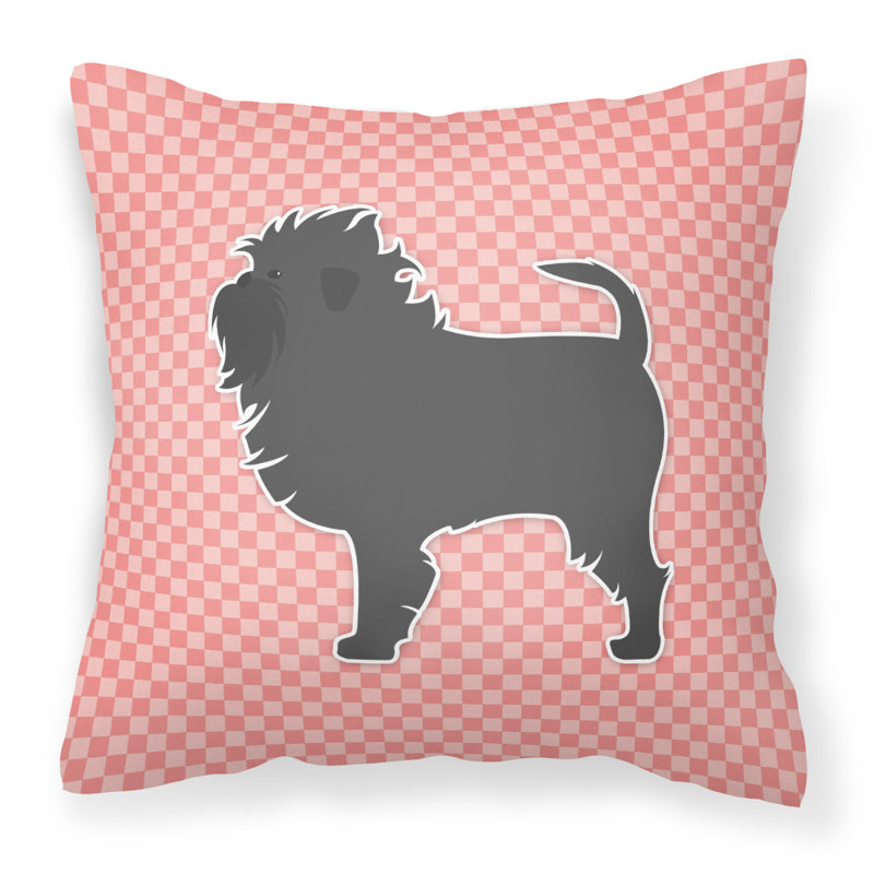 Coussin décoratif intérieur/extérieur affenpinscher, H 18 po x l 18 po x P 3 po, Rose