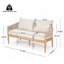 Causeuse d'extérieur en bois d'acacia de patio, durable et élégante avec coussins beiges et corde brun clair