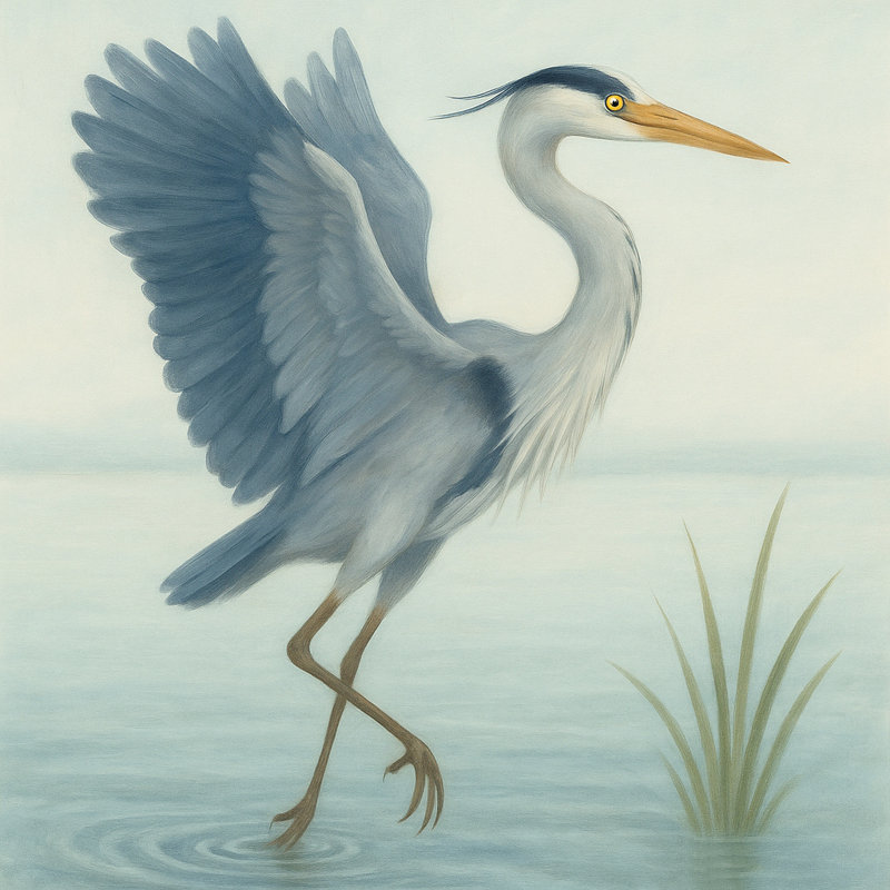 «Graceful Blue Heron - Serene Nature», art mural sur toile