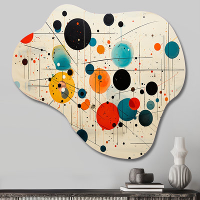 Abstraction géométrique orange Mid-Century II - impression abstraite asymétrique de style Mid-Century en métal, sculpture murale en métal nuage
