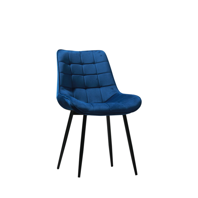 Hindman 46cm H Velvet Upholstered Side Chair in Grey, Navy
