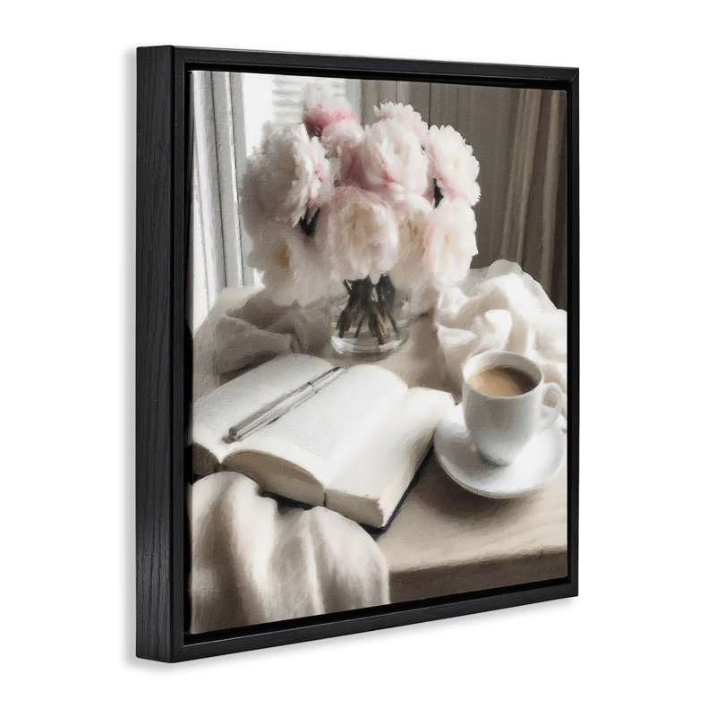Cadre flottant Morning Coffee, par Riley B, Cadre flottant noir de jais, H 18 po x l 18 po