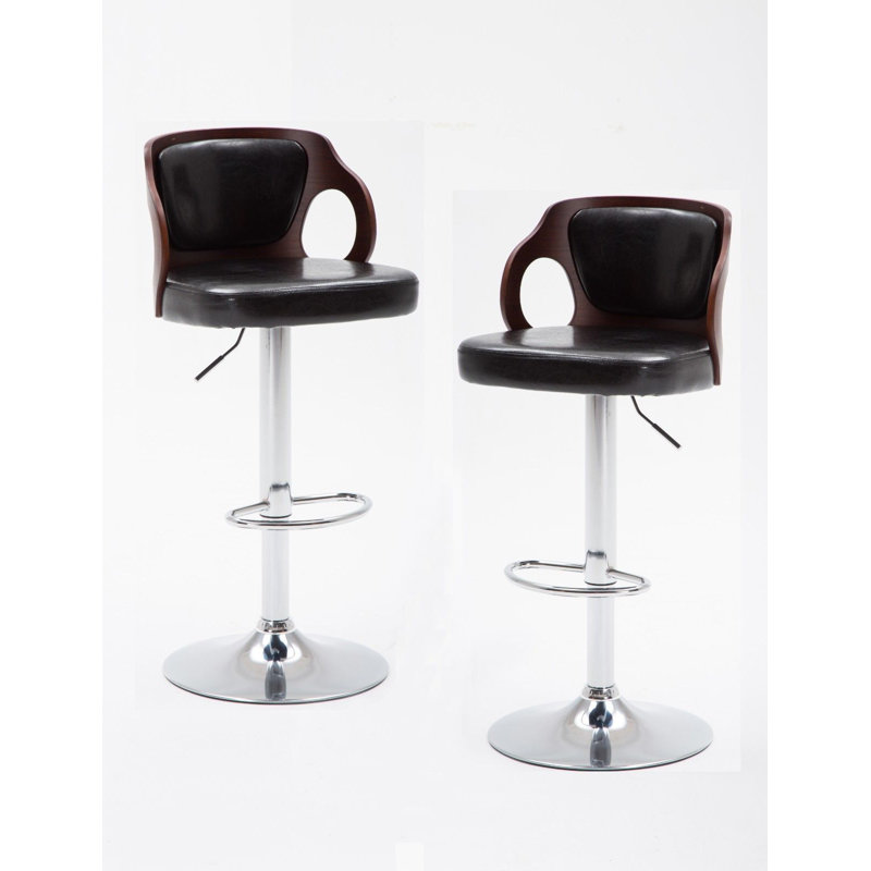 Northborough Swivel Upholstered Adjustable Height Bar Stool, Black