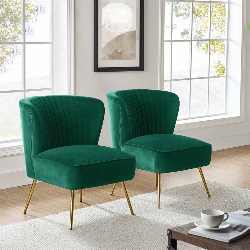 Fauteuil d'appoint Euclid, Velours vert