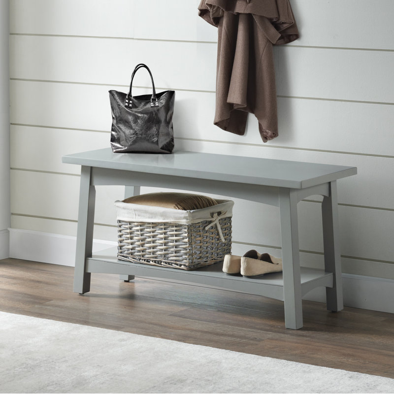 Lund 36" W Solid and Manufactured Wood Entryway Bench, Gray