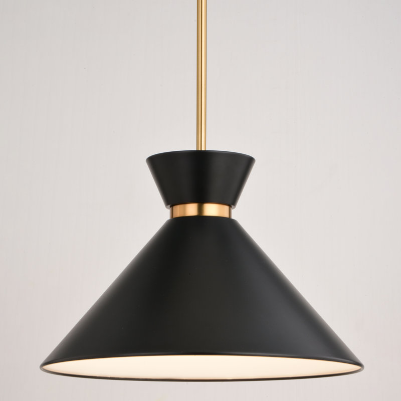 Luminaire suspendu conique à 1 lumière Racine, Noir