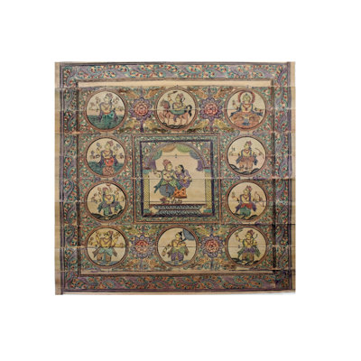 Standing Radha Krishna At Centre With Ten Incarnations Of Lord Vishnu (Dashavatara)