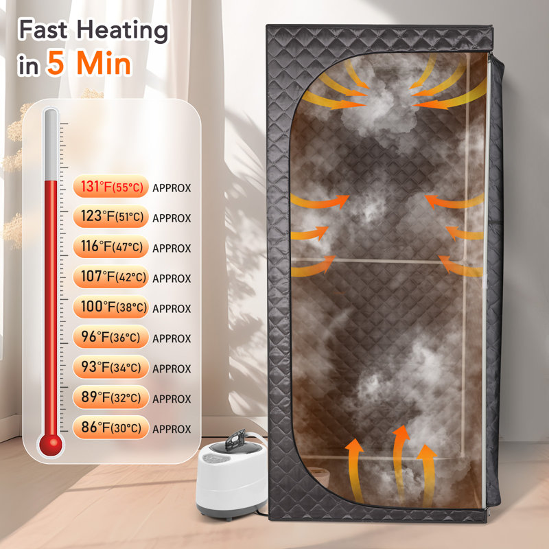 Full Size Sauna, Portable Steam Saunas Tent For Home Spa, Foldable With 2.6L 1000W Steamer And Remote Control