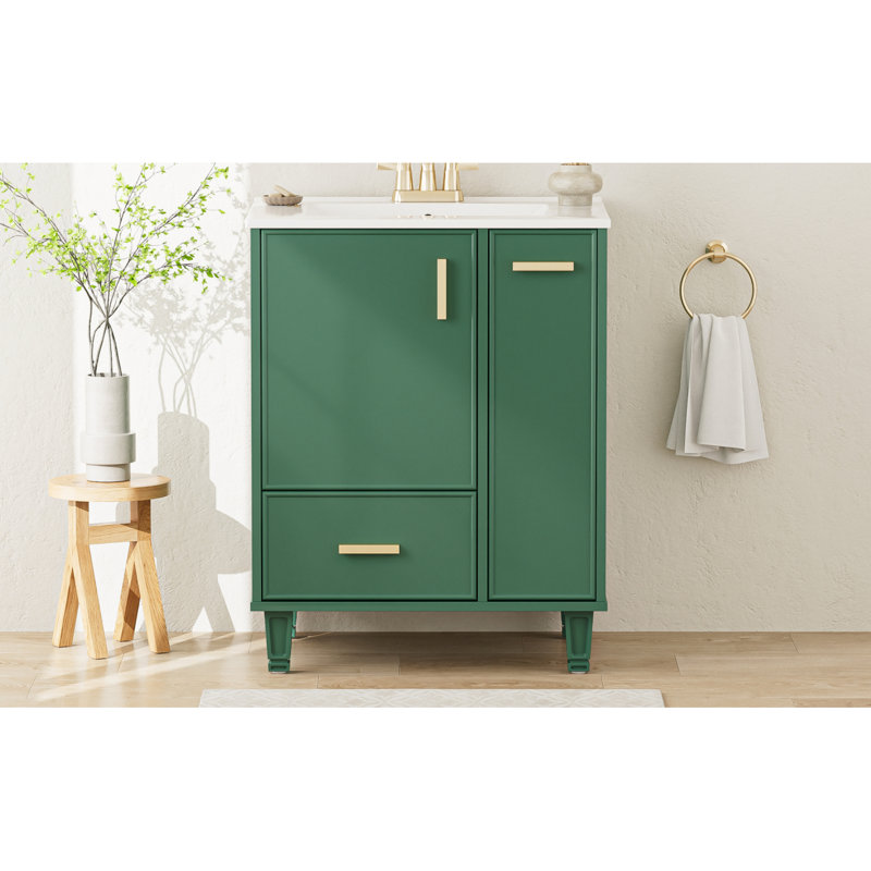Bathroom Vanity With Sink/ Bathroom Cabinet With Door Shelf/ Deep Drawer/Bathroom Vanity Cabinet, Green