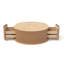 Table basse ronde contemporaine moderne de 89 cm de large, entièrement assemblée, avec piètement cannelé en bois massif, 2 tiroirs de rangement dissimulés et plateau en placage de bois.-31455755-25009756