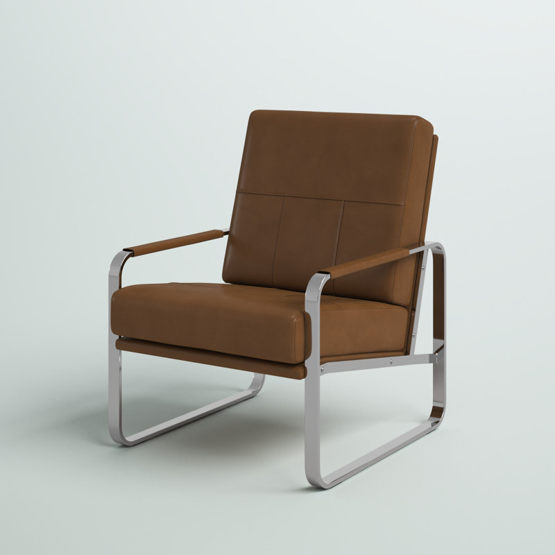 Abrham Faux Leather Armchair, Brown Faux Leather