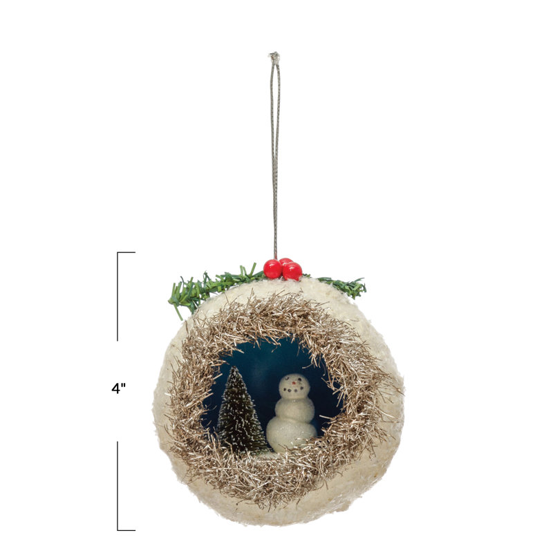 Ornement boule de neige et bonhomme de neige Diorama
