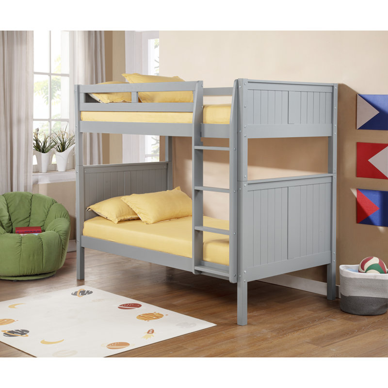 Friedemar Kids Twin Over Twin Bunk Bed, Grey